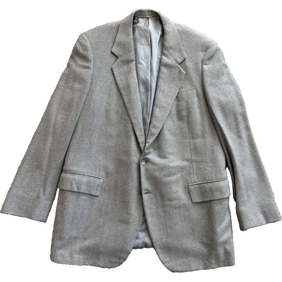 vintage mens blue herringbone Cashmere blazer jacket sport suit coat usa 44 L‎
